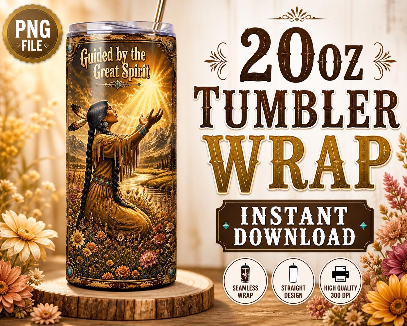 20oz Sublimation Tumbler Design | Printable PNG for Crafting | Downloadable Sublimation File