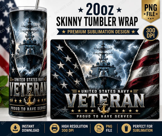 Navy Veteran - 20oz Sublimation Tumbler Design