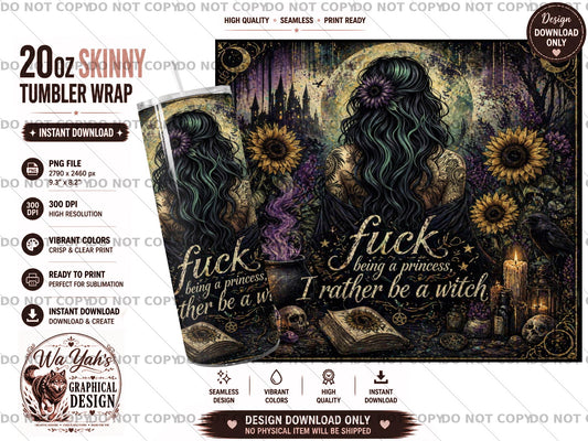 Rather be a Witch - 20oz Sublimation Tumbler Wrap Design - Digital Download