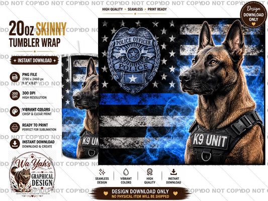 Belgian Malinois K9 - 20oz Sublimation Wrap Tumbler Design Download