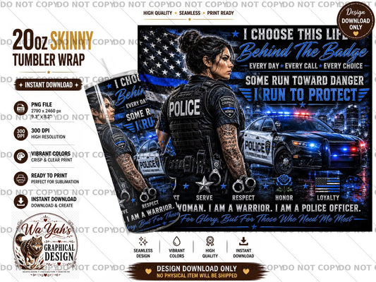 Woman Police - 20oz Sublimation Wrap Tumbler Design Download