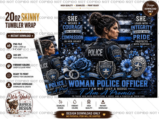 Woman Police - 20oz Sublimation Wrap Tumbler Design Download
