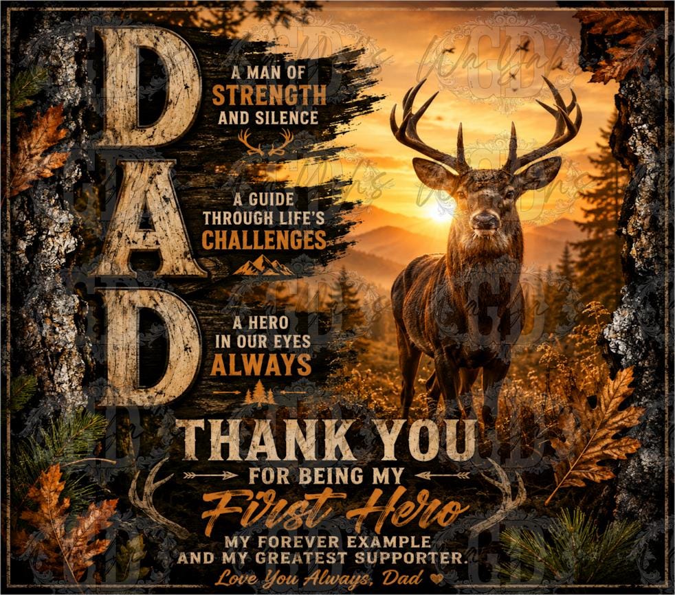 Dad Deer Hunter Sublimation Design, Rustic Sunset Buck PNG (Digital Download)
