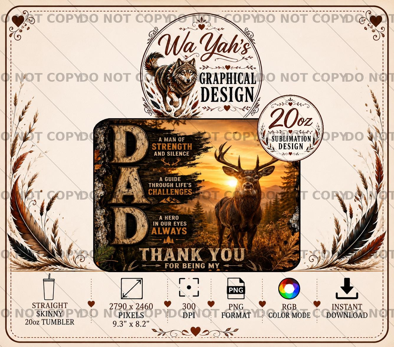 Dad Deer Hunter Sublimation Design, Rustic Sunset Buck PNG (Digital Download)