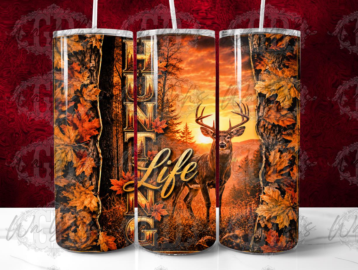 Hunting Life PNG Sublimation Design for Deer Hunter Tumbler Wrap
