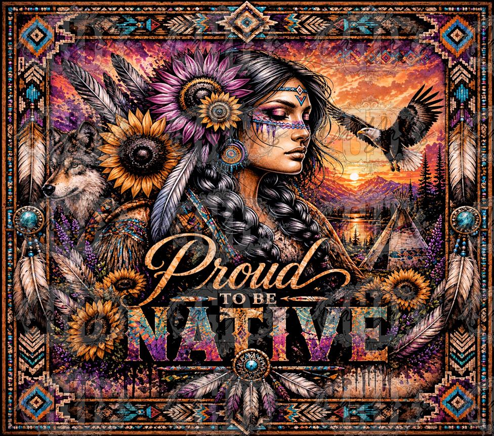 Proud Native 20oz Sublimation Tumbler Design | Printable PNG for Crafting | Downloadable Sublimation File