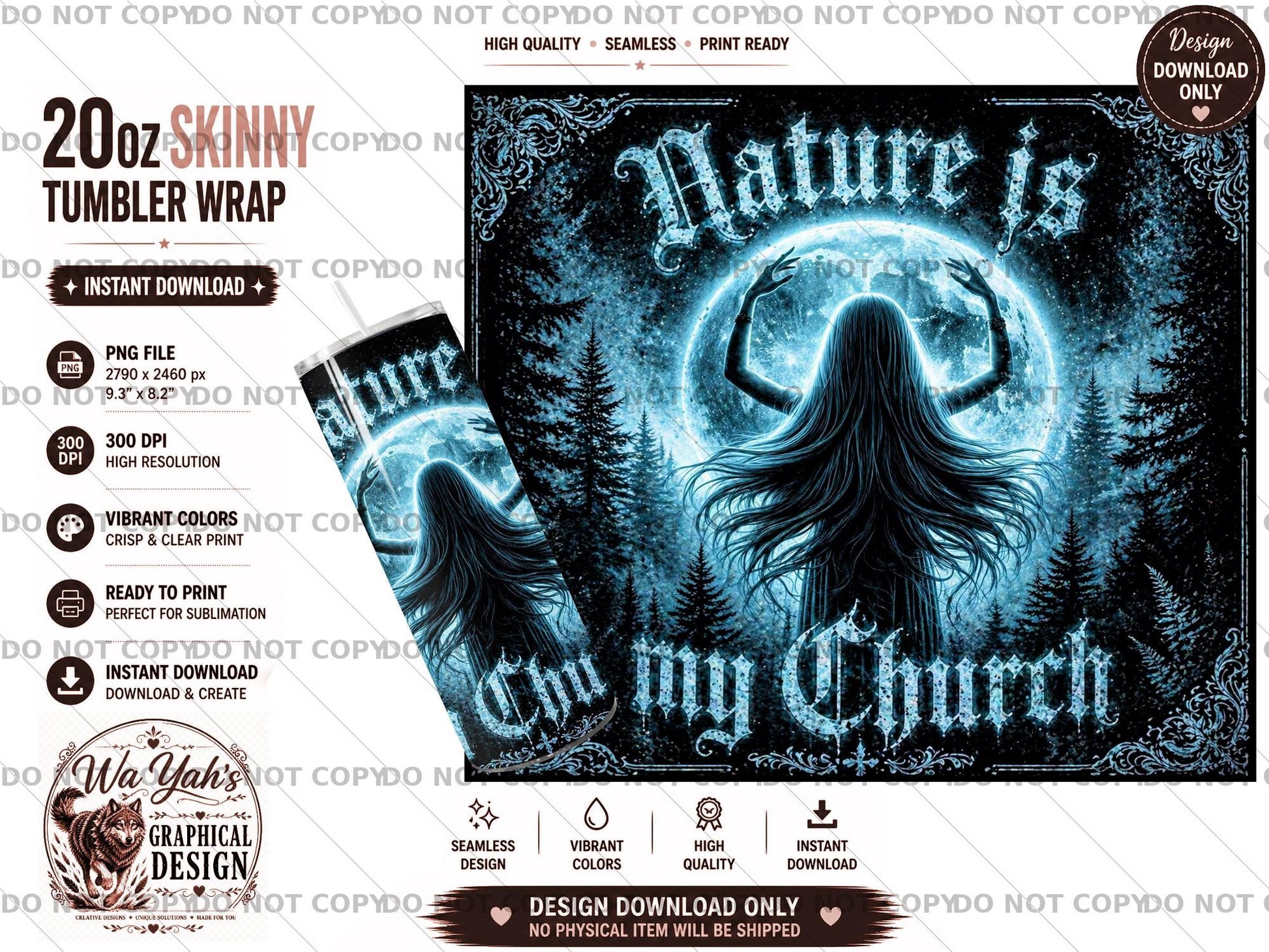 Nature Is My Church - 20oz Sublimation Tumbler Wrap Design - Digital Download