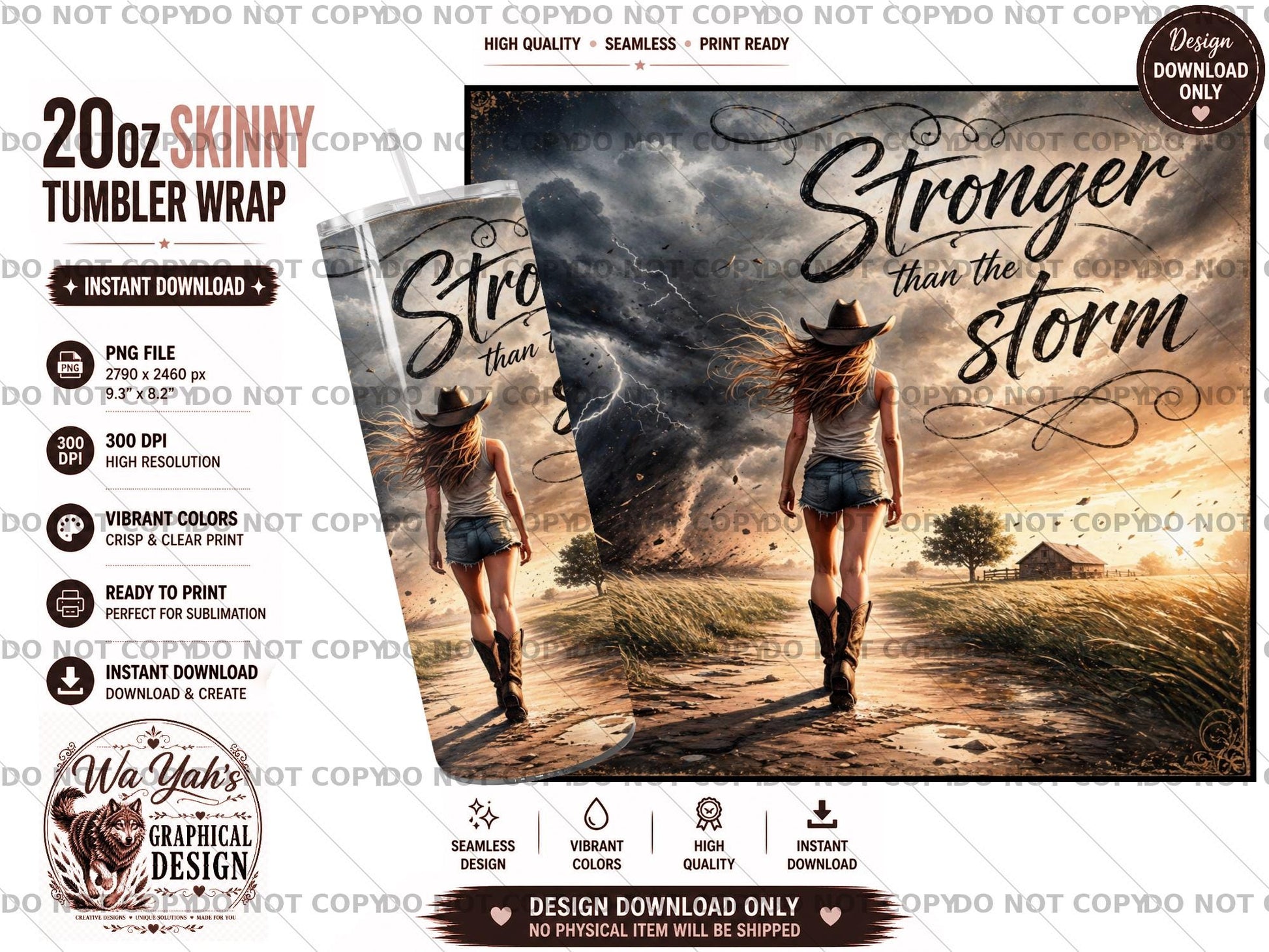 Stronger Than the Storm - 20oz Sublimation Wrap Design - Digital Download