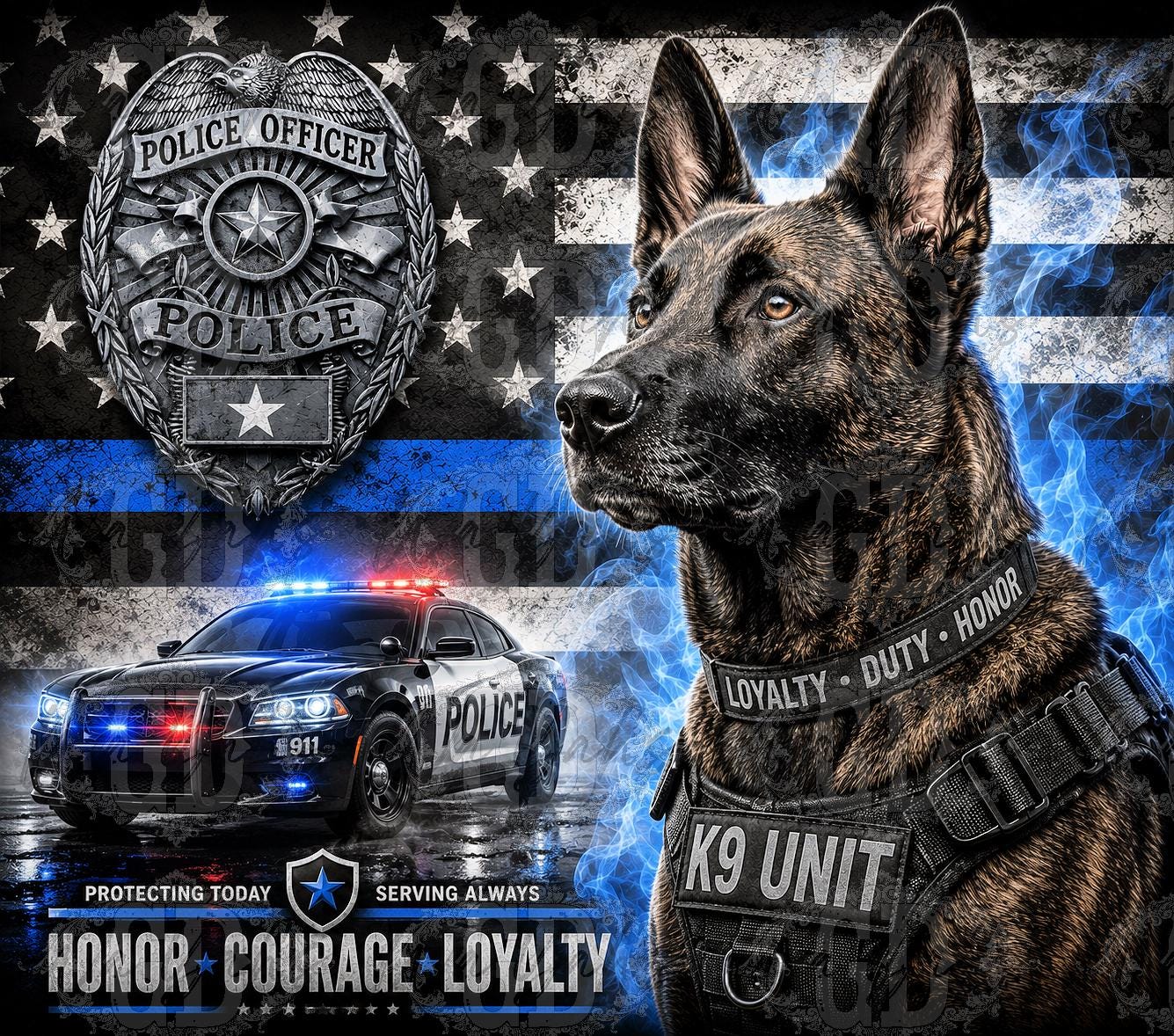 Dutch Shepherd K9 - 20oz Sublimation Wrap Tumbler Design