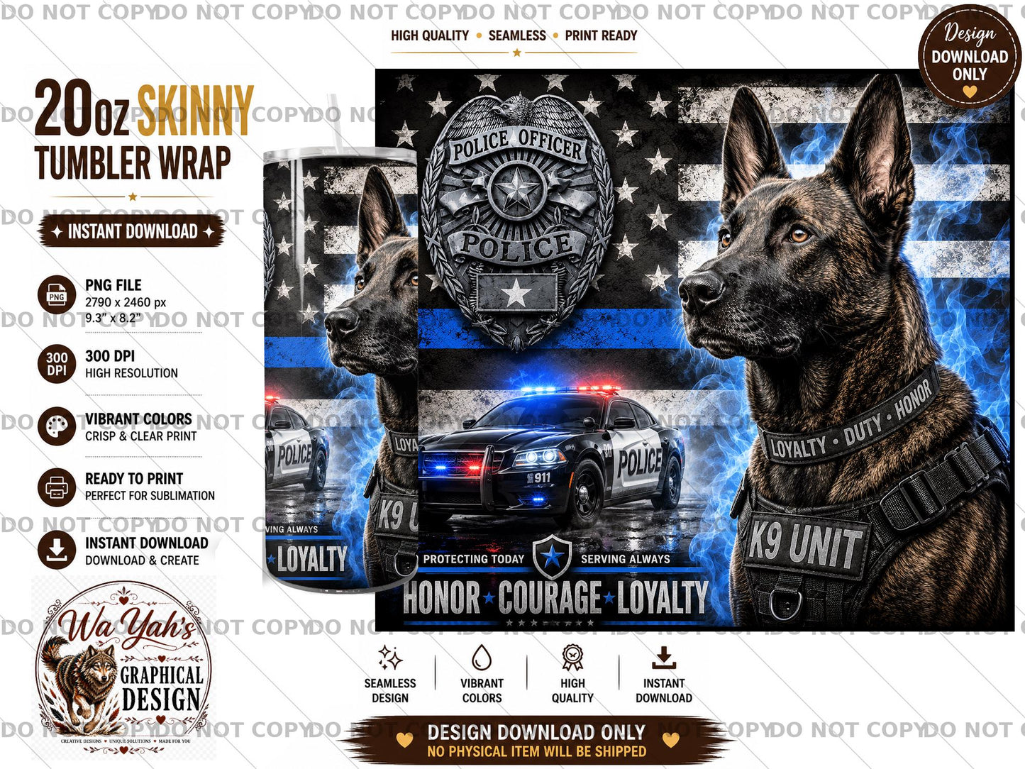 Dutch Shepherd K9 - 20oz Sublimation Wrap Tumbler Design