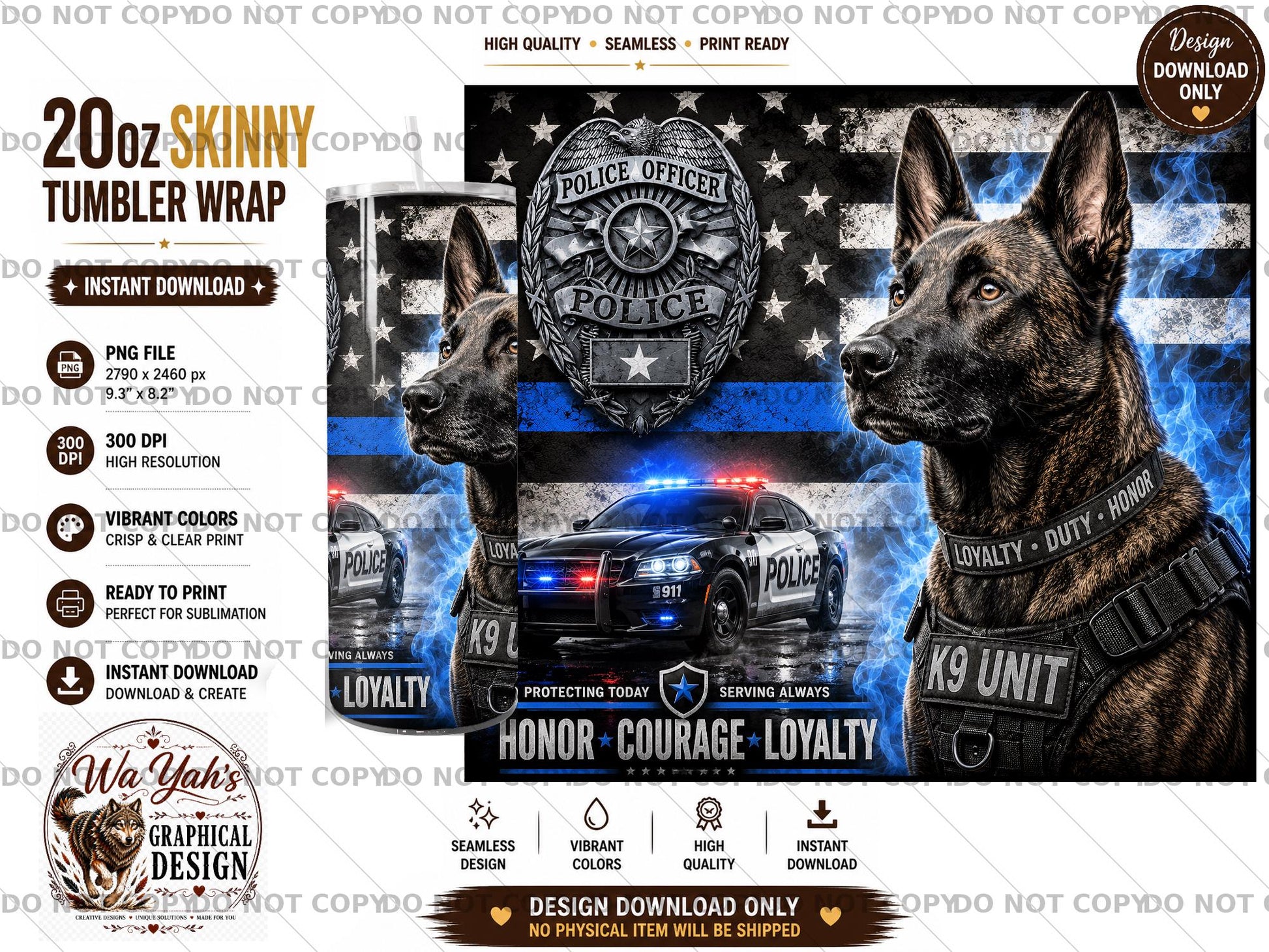 Dutch Shepherd K9 - 20oz Sublimation Wrap Tumbler Design