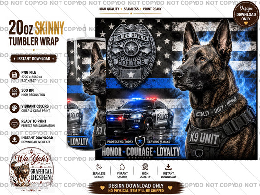 Dutch Shepherd K9 - 20oz Sublimation Wrap Tumbler Design