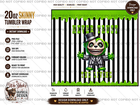 Scare Bear - Halloween Panda PNG, Spooky Gothic Tumbler Wrap Design (Digital Download)
