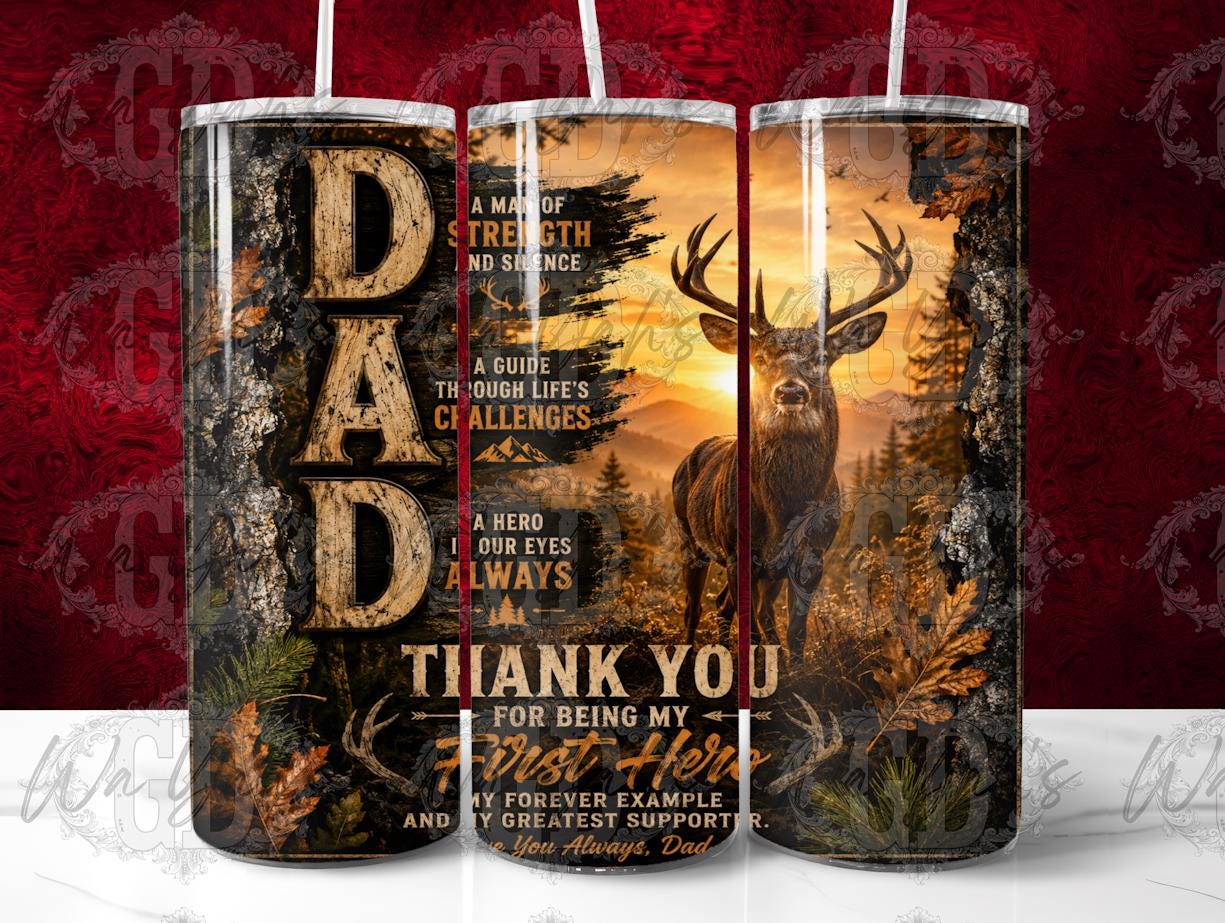 Dad Deer Hunter Sublimation Design, Rustic Sunset Buck PNG (Digital Download)